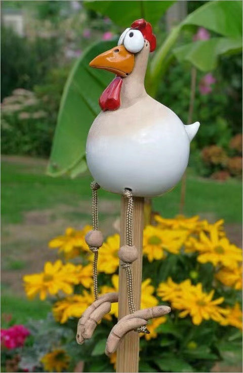 Long-legged chicken spring breath fence resin ornaments m3330987