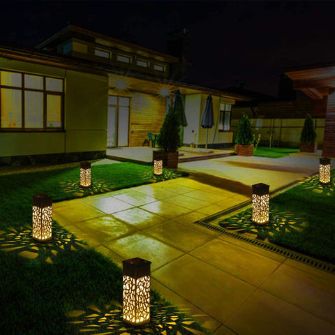 Outdoor waterproof solar light, beautiful hollow lawn light, LED light controlled induction light m3330909