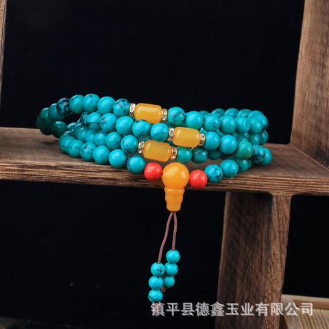 Multi-layer turquoise Tibetan ornament 108 Buddha bead bracelet, turquoise Buddha bead winding bracelet, elastic thread m3331228