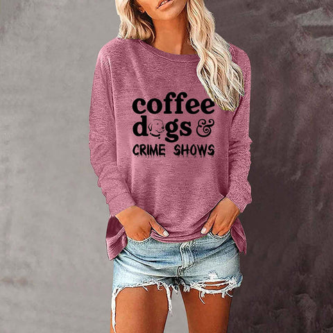 Loose round neck foreign trade printing long-sleeved women's T-shirt top m300920