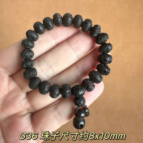 Lightning strike jujube Buddha bead bracelet, engraved six-character mantra hand bead wooden Wenwan bracelet m3331239