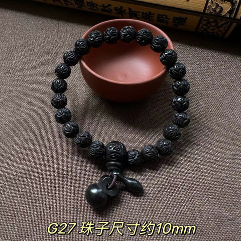 Lightning strike jujube Buddha bead bracelet, engraved six-character mantra hand bead wooden Wenwan bracelet m3331239