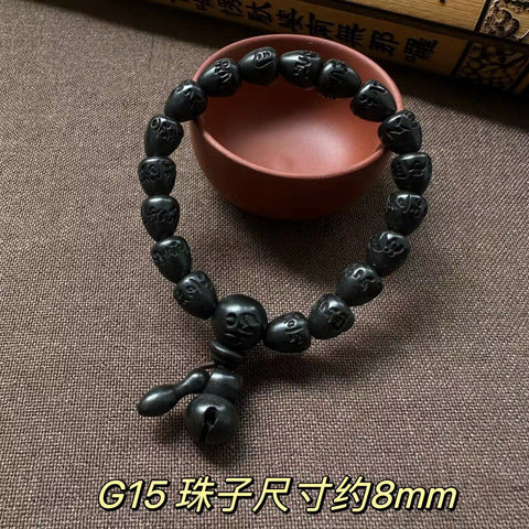 Lightning strike jujube Buddha bead bracelet, engraved six-character mantra hand bead wooden Wenwan bracelet m3331239