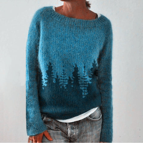 Crew neck color matching loose fashion pullover knitted sweater m300485