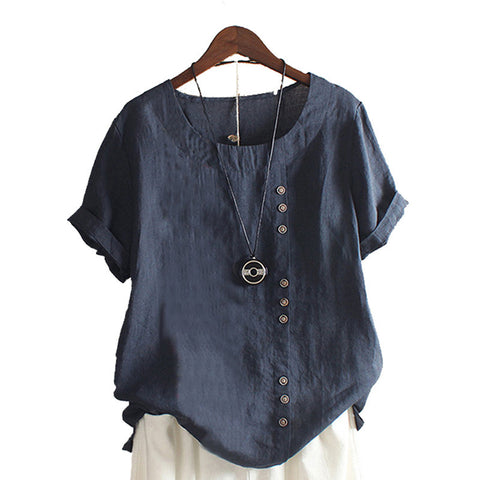 Loose cotton and linen T-shirt cotton and linen women's clothing m300111