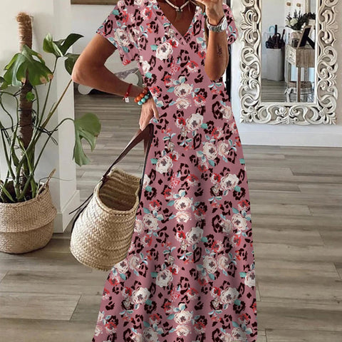 Bohemian print big swing dress m300011