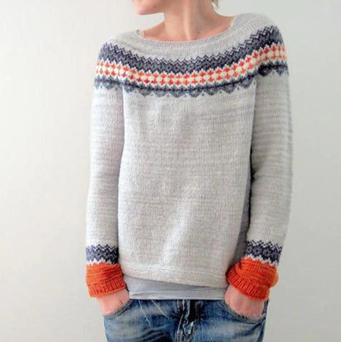 Crew neck color matching loose fashion pullover knitted sweater m300485