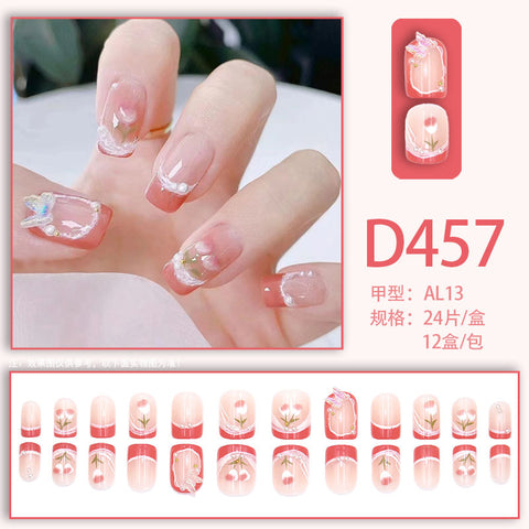 Elegant and fresh temperament wind manicure ice transparent rhinestone removable wearable nail m5010688