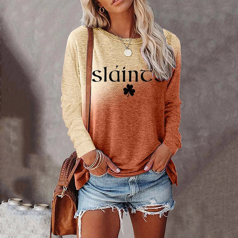 Digital printing long-sleeved autumn T-shirt women's color-changing T-shirt women's m300755