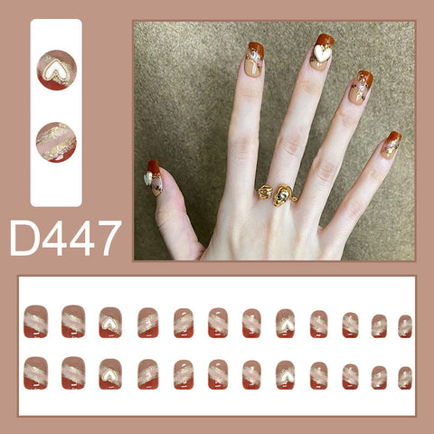 Elegant and fresh temperament wind manicure ice transparent rhinestone removable wearable nail m5010688