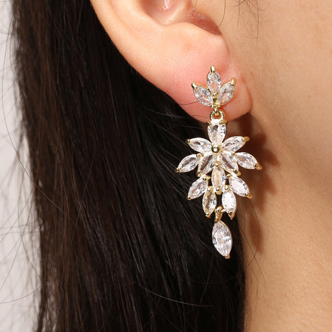 Exquisite and luxurious micro-inlaid zircon earrings m3331124