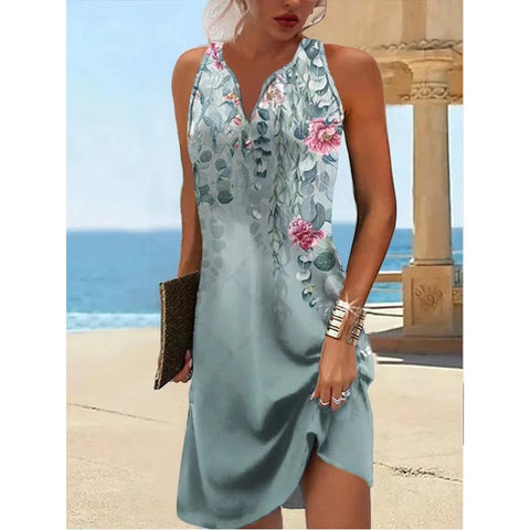 Women's vest dress fashion print slim long skirt m300024