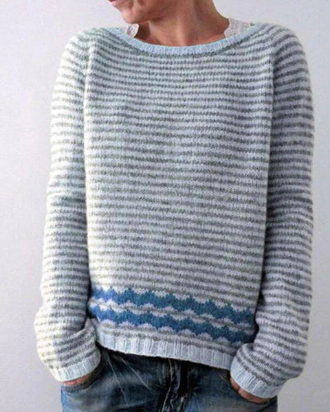 Crew neck color matching loose fashion pullover knitted sweater m300485