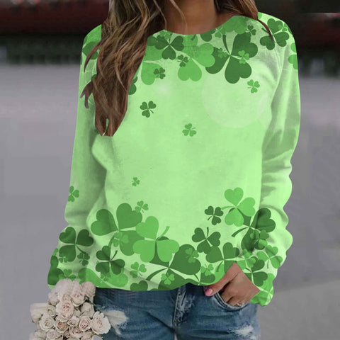 Crew neck printed women's long-sleeved sweater m300913