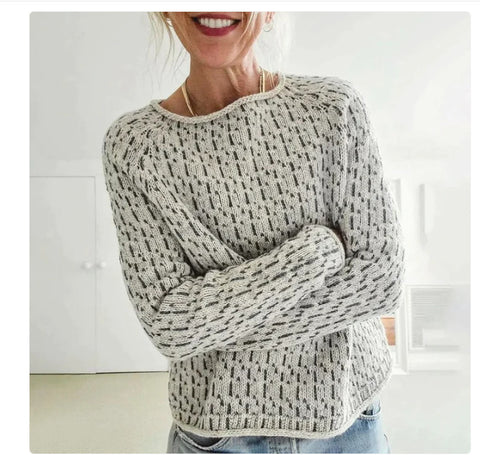 Crew neck color matching loose fashion pullover knitted sweater m300496