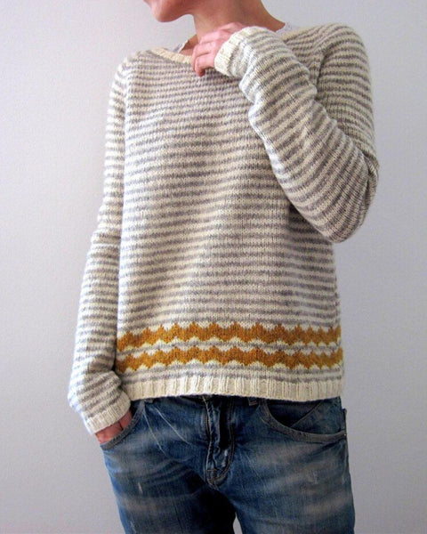 Crew neck color matching loose fashion pullover knitted sweater m300485