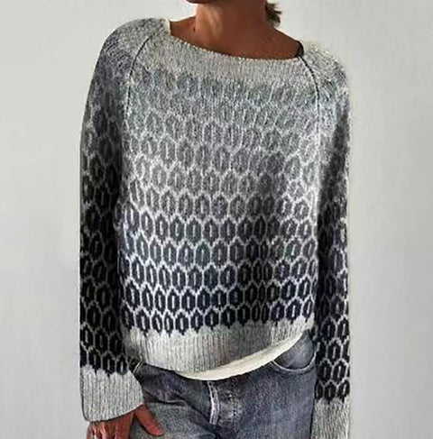 Crew neck color matching loose fashion pullover knitted sweater m300485