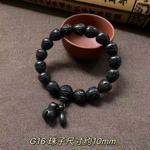 Lightning strike jujube Buddha bead bracelet, engraved six-character mantra hand bead wooden Wenwan bracelet m3331239