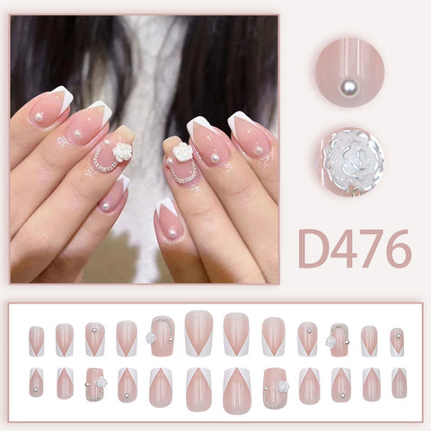 Elegant and fresh temperament wind manicure ice transparent rhinestone removable wearable nail m5010688