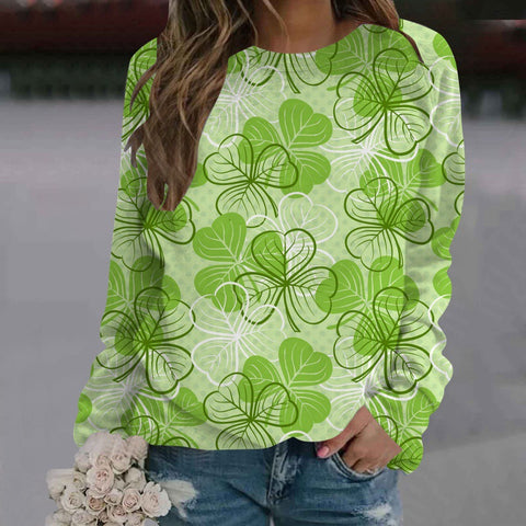 Crew neck printed women's long-sleeved sweater m300913