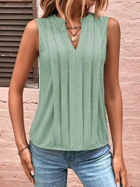 Fashion temperament elegant pleated V-neck vest women's top T m300879