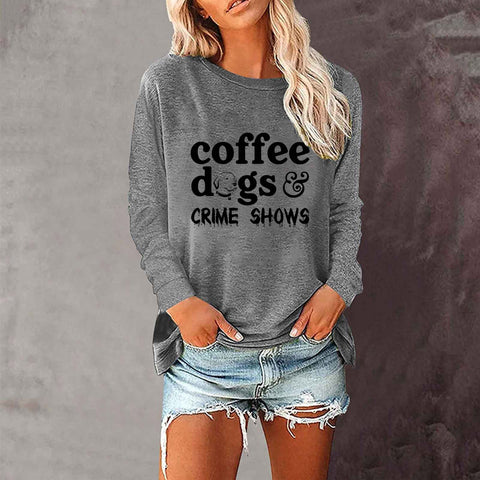 Loose round neck foreign trade printing long-sleeved women's T-shirt top m300920