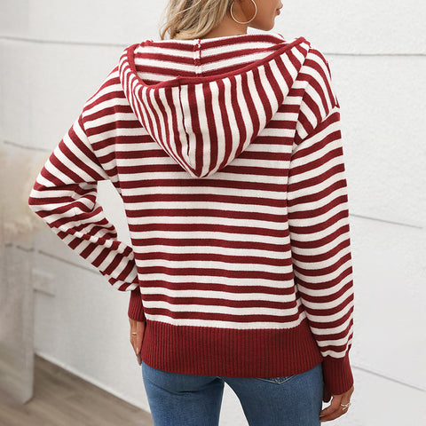 Autumn v-neck striped pullover knitted sweater m300805