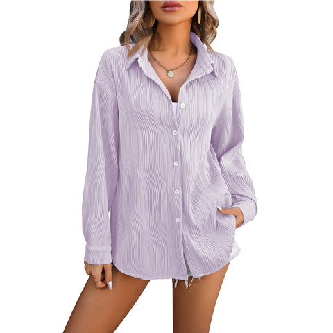 Wave texture loose fashion shirt women m300962