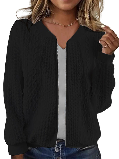 Zipper twist long-sleeved sweater jacket baseball women m300406