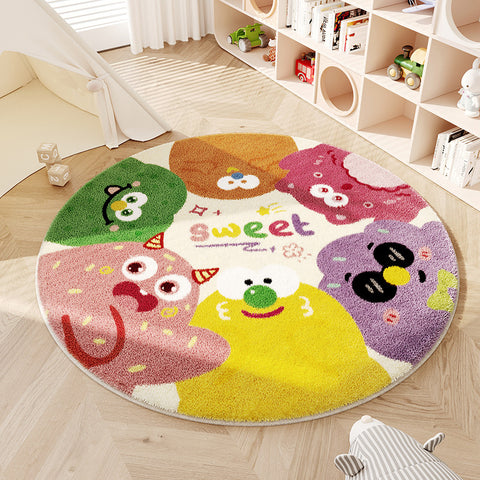 Cartoon Monster Imitation Cashmere Carpet Round Bedside Carpet Hanging Basket Rotating Chair Floor Mat M3331026