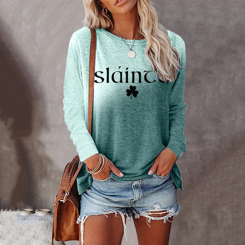 Digital printing long-sleeved autumn T-shirt women's color-changing T-shirt women's m300755