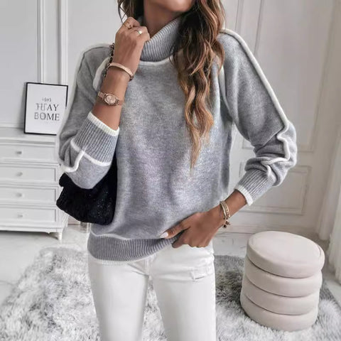 Pullover long-sleeved turtleneck top solid color loose casual versatile sweater m300605