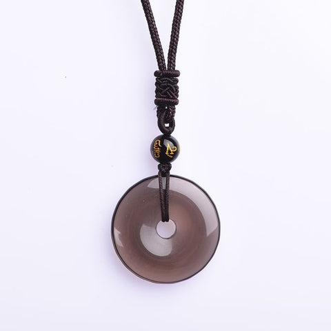 Natural obsidian safety buckle pendant, item jade pendant, natal year golden dazzling stone touch gold talisman women's necklace m3331250