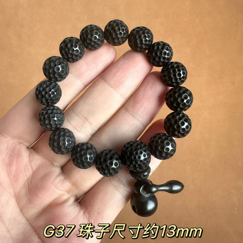 Lightning strike jujube Buddha bead bracelet, engraved six-character mantra hand bead wooden Wenwan bracelet m3331239