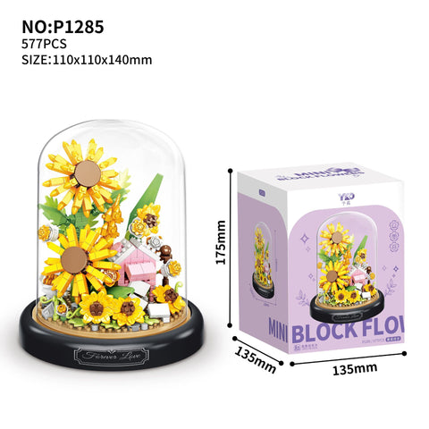 New Assembling Building Block Bouquet Micro Grain Rose Sunflower Ornament M3330979