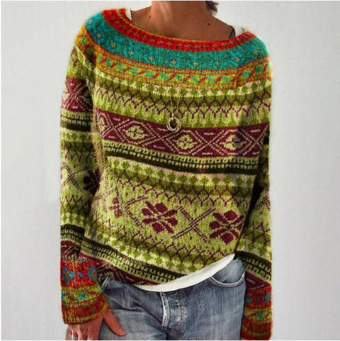 Crew neck color matching loose fashion pullover knitted sweater m300485