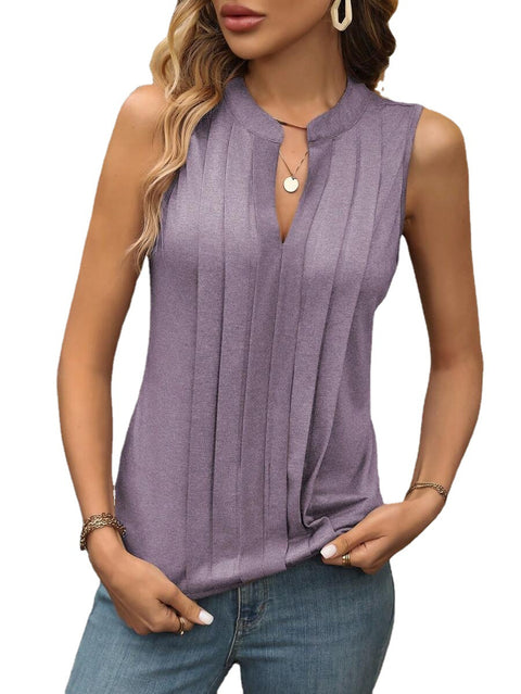 Fashion temperament elegant pleated V-neck vest women's top T m300879