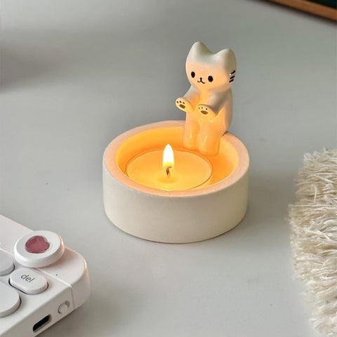 Light luxury wind cartoon kitten candle holder heating decoration m3331017