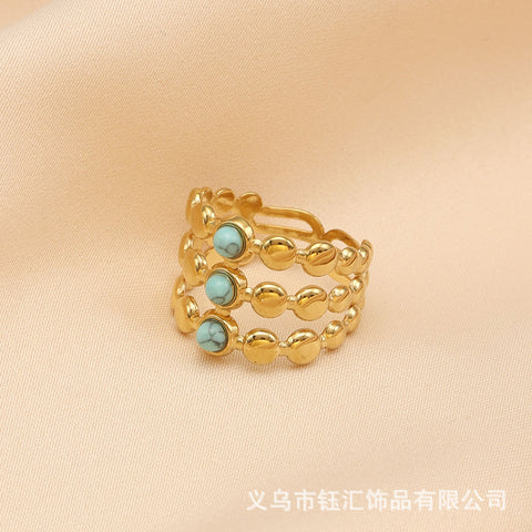 Light luxury INS wind titanium steel gold-plated non fading ring m3331184