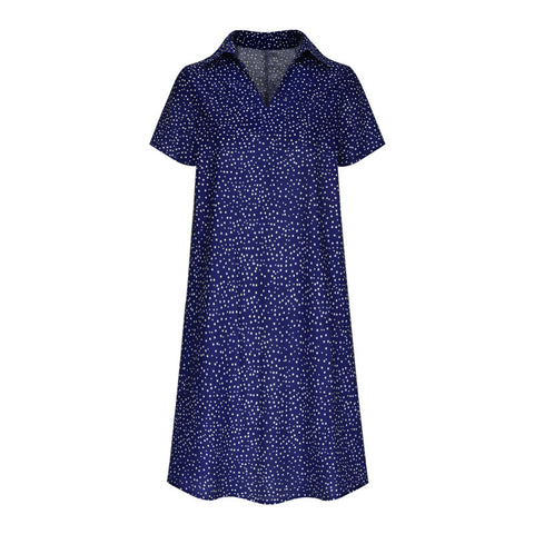 Long dress casual loose V-neck printed polka dot shirt dress m300919