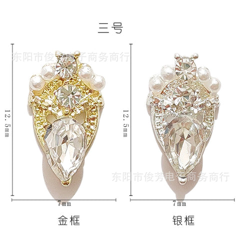 Nail Art Alloy Jewelry Star Moon Diamond Pearl Luxury Court Diablo Baroque Nail Decorative Sticker