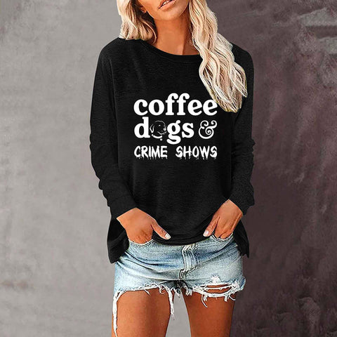 Loose round neck foreign trade printing long-sleeved women's T-shirt top m300920