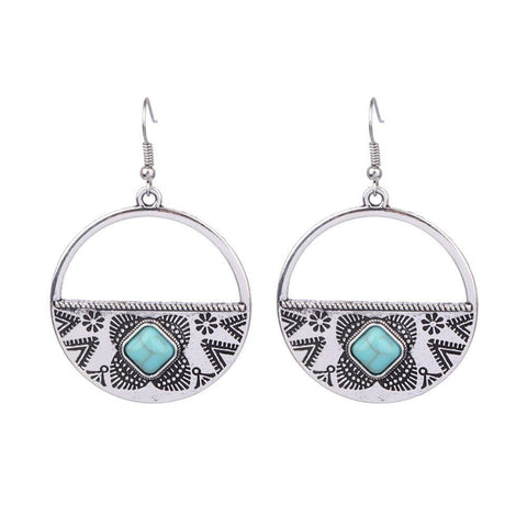 Beach holiday fashion alloy geometric earrings female acrylic turquoise fashion texture earrings m5010555