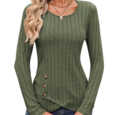 Waist round neck tight long-sleeved top m300529