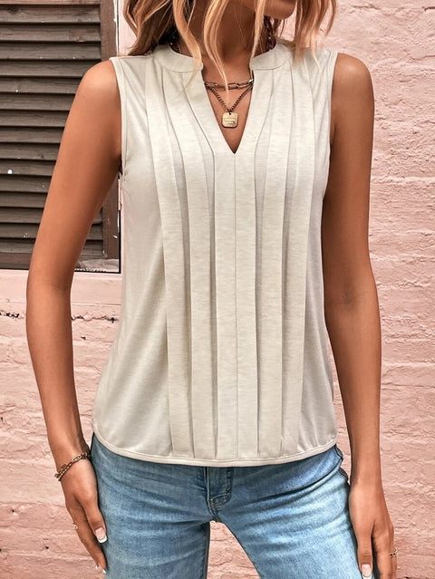 Fashion temperament elegant pleated V-neck vest women's top T m300879