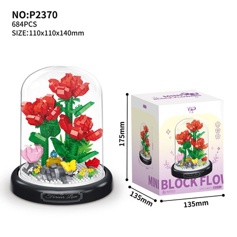 New Assembling Building Block Bouquet Micro Grain Rose Sunflower Ornament M3330979