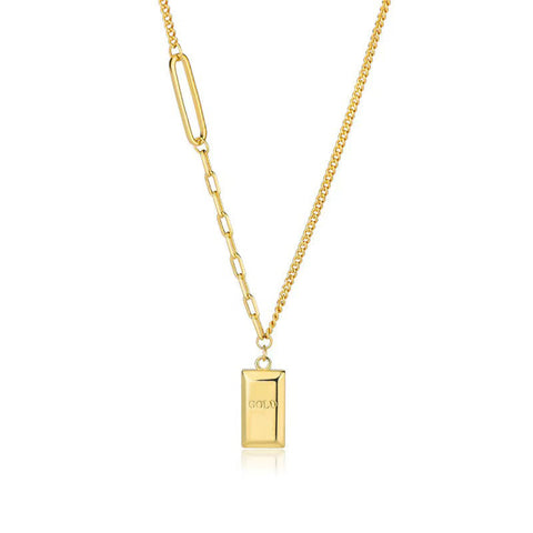 Rich Little Gold Brick Halskette Light Luxury Anhänger m5010669