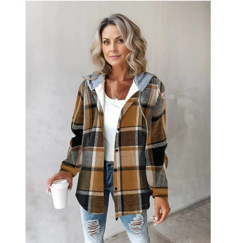 Women's large plaid women's coat plaid m300567