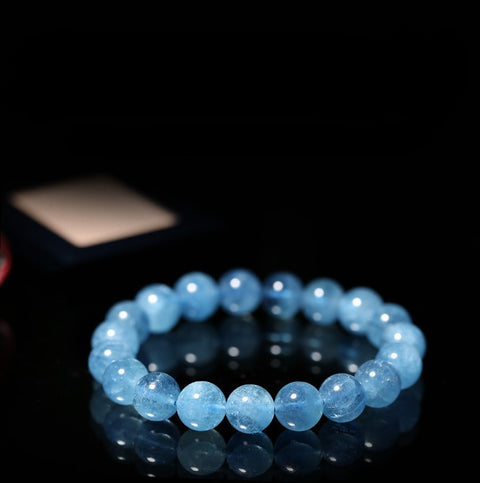 Natural Brazilian Aquamarine Bracelet Bead Single Circle Ice Crystal Bracelet Jewelry m3331240