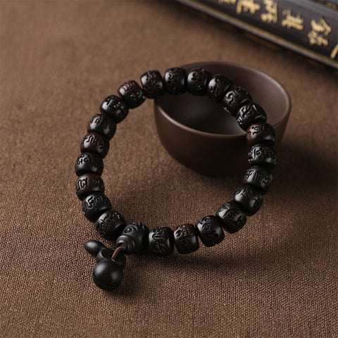 Lightning strike jujube Buddha bead bracelet, engraved six-character mantra hand bead wooden Wenwan bracelet m3331239